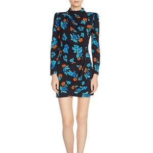 NWT Maje Floral High Neck Wrap Dress